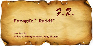 Faragó Radó névjegykártya